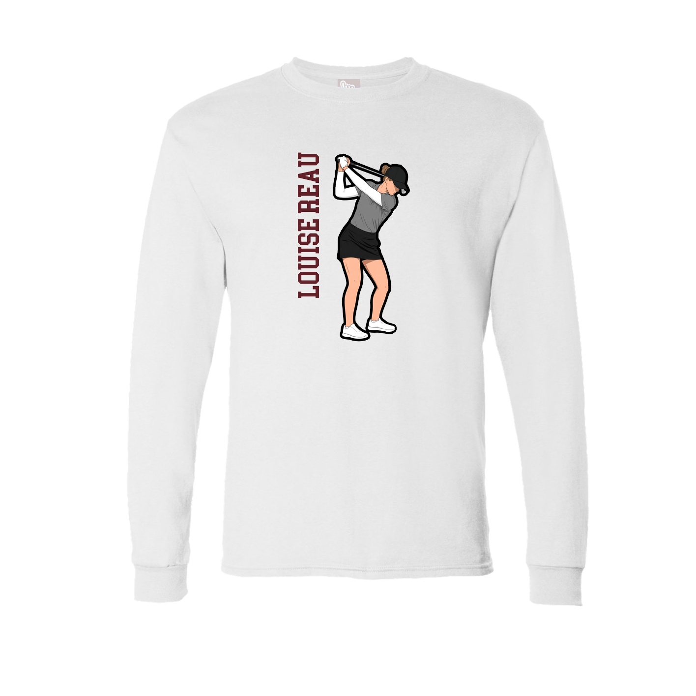 Long Sleeve Tee — Name Vertical in White