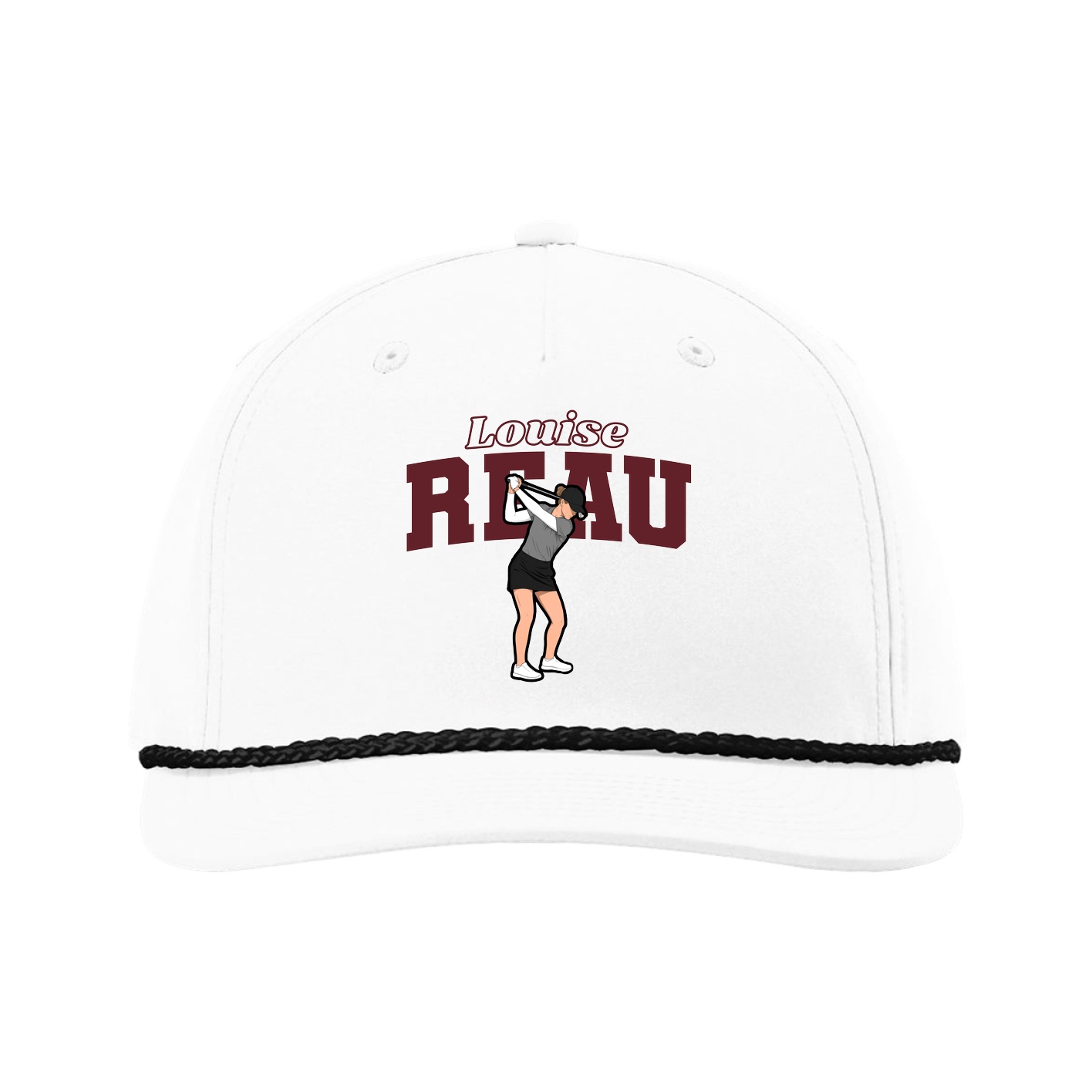 Five-Panel Classic Rope Cap — Name Arch in White