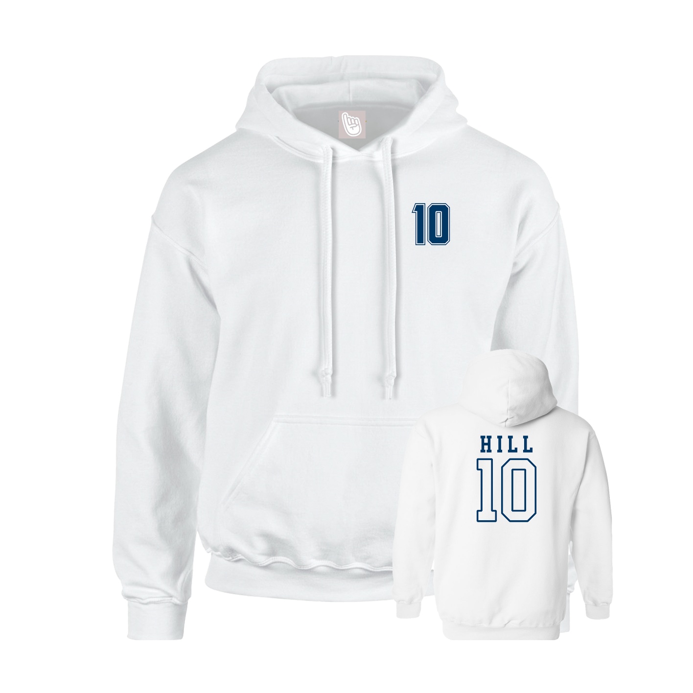 Youth Hoodie — Chest Back in White