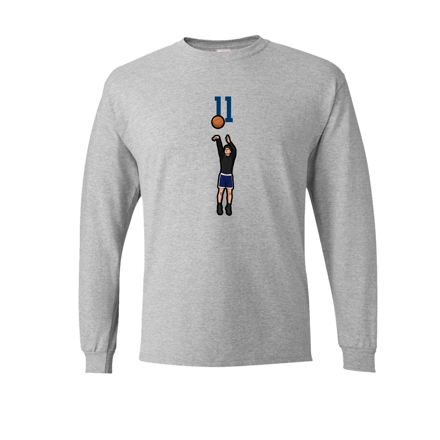 Long Sleeve Tee — Number Top in Grey