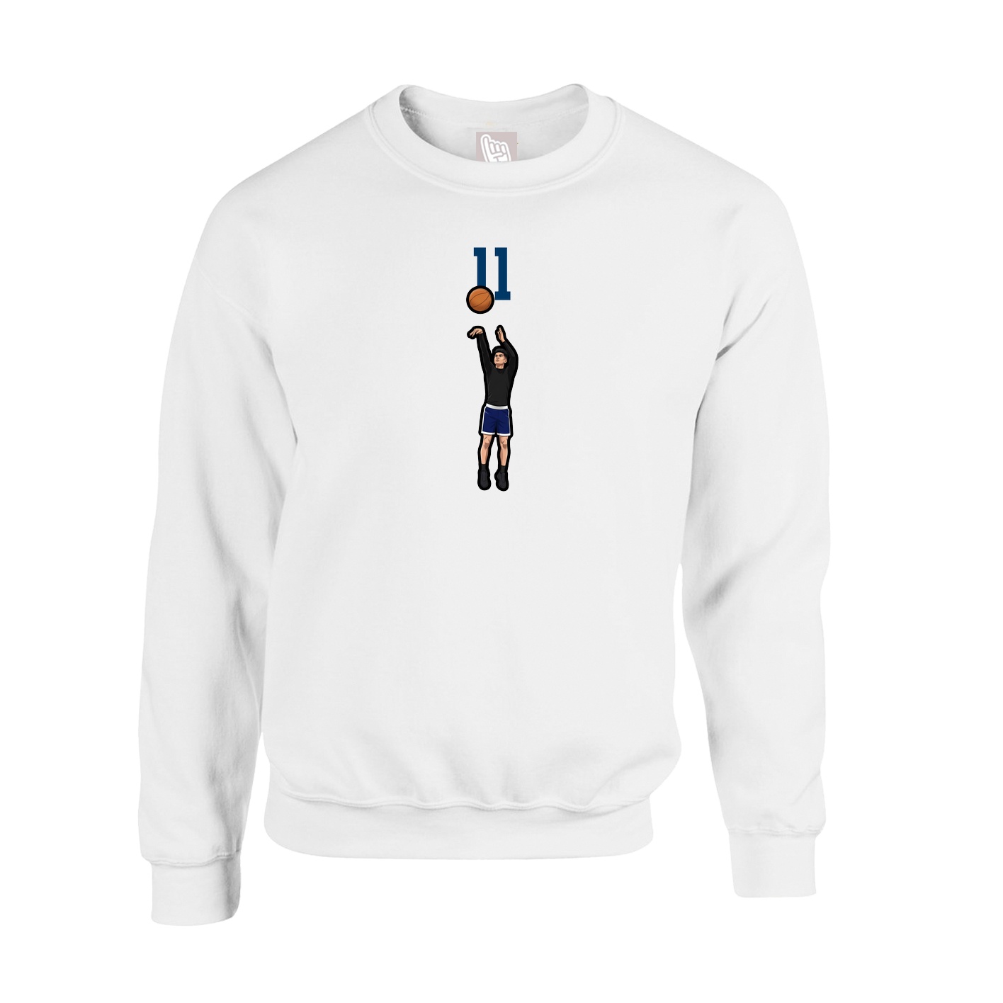 Fleece Crew — Number Top in White