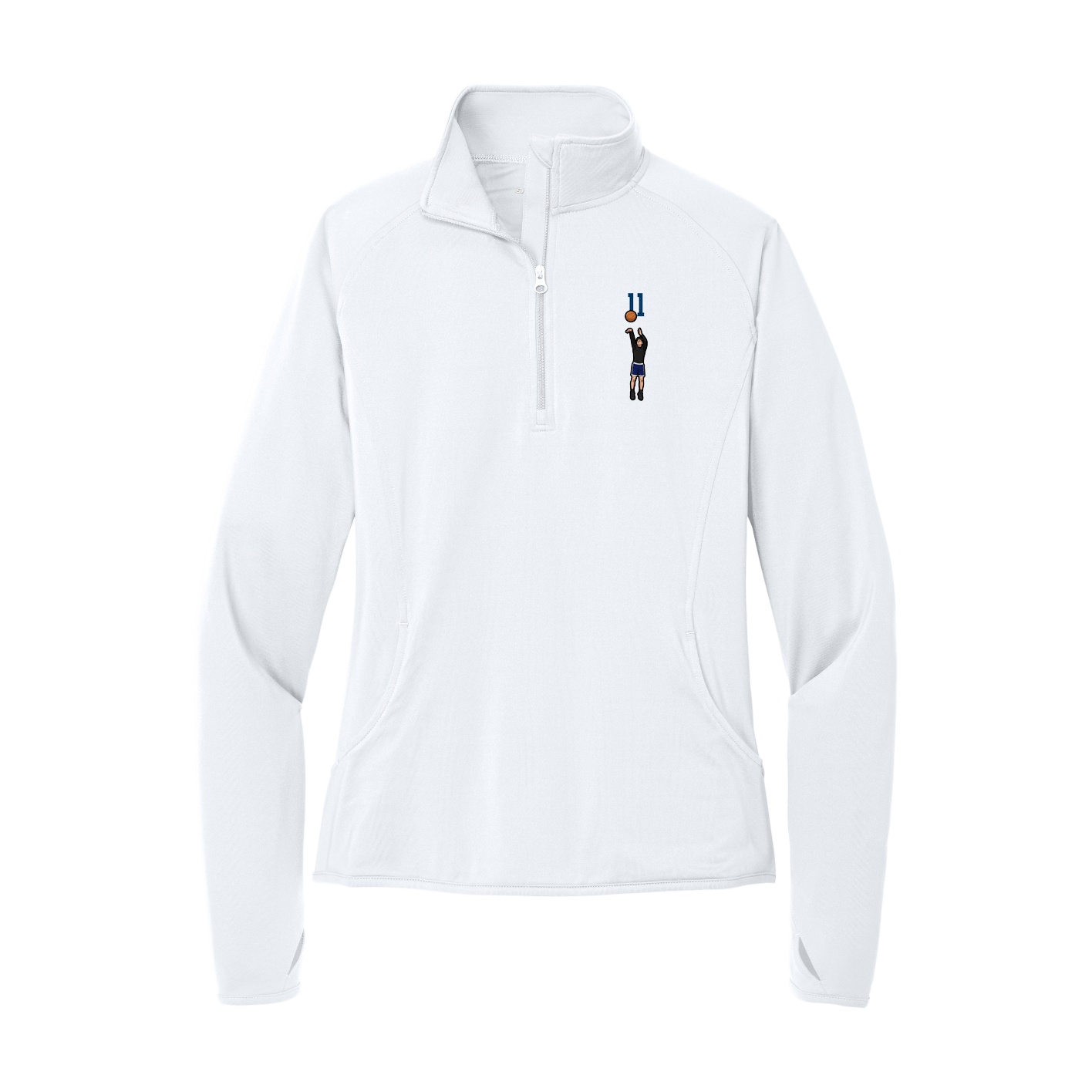 Women's Q-Zip Pullover — Number Top in White