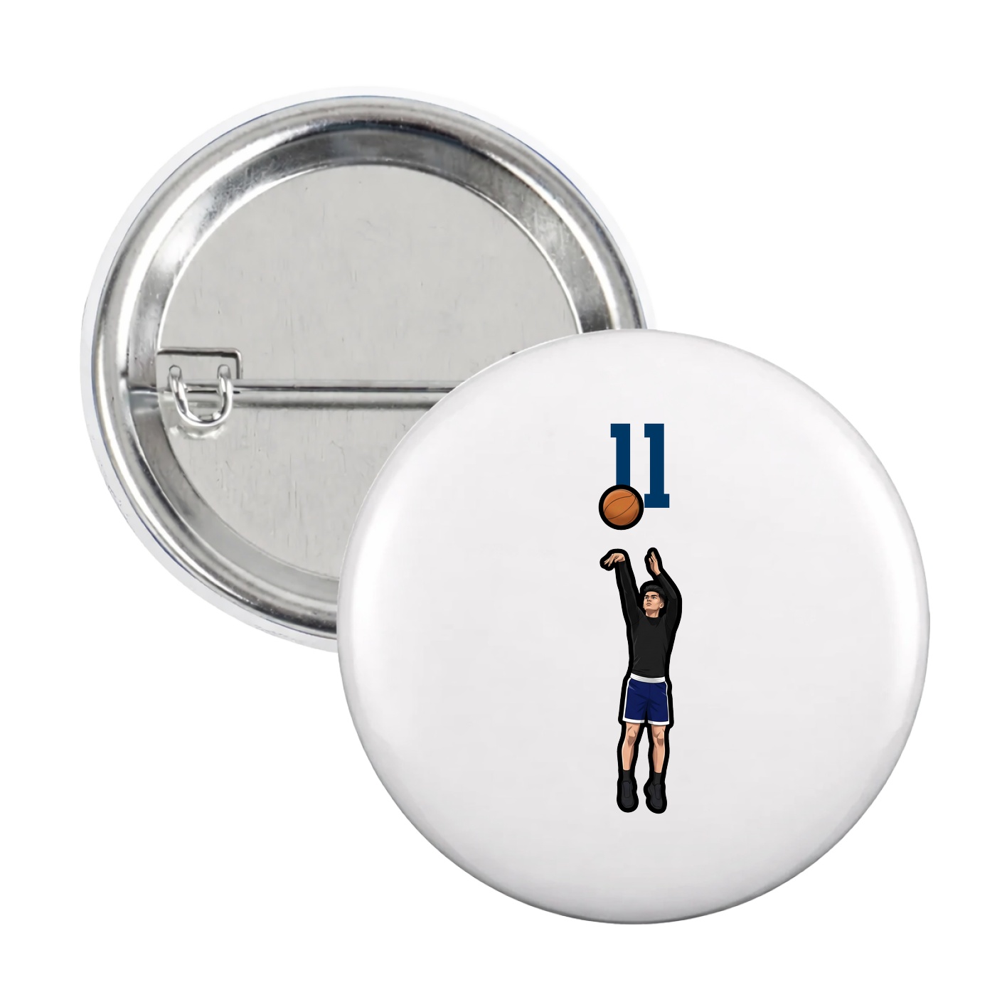 Game Day Button — Number Top in White