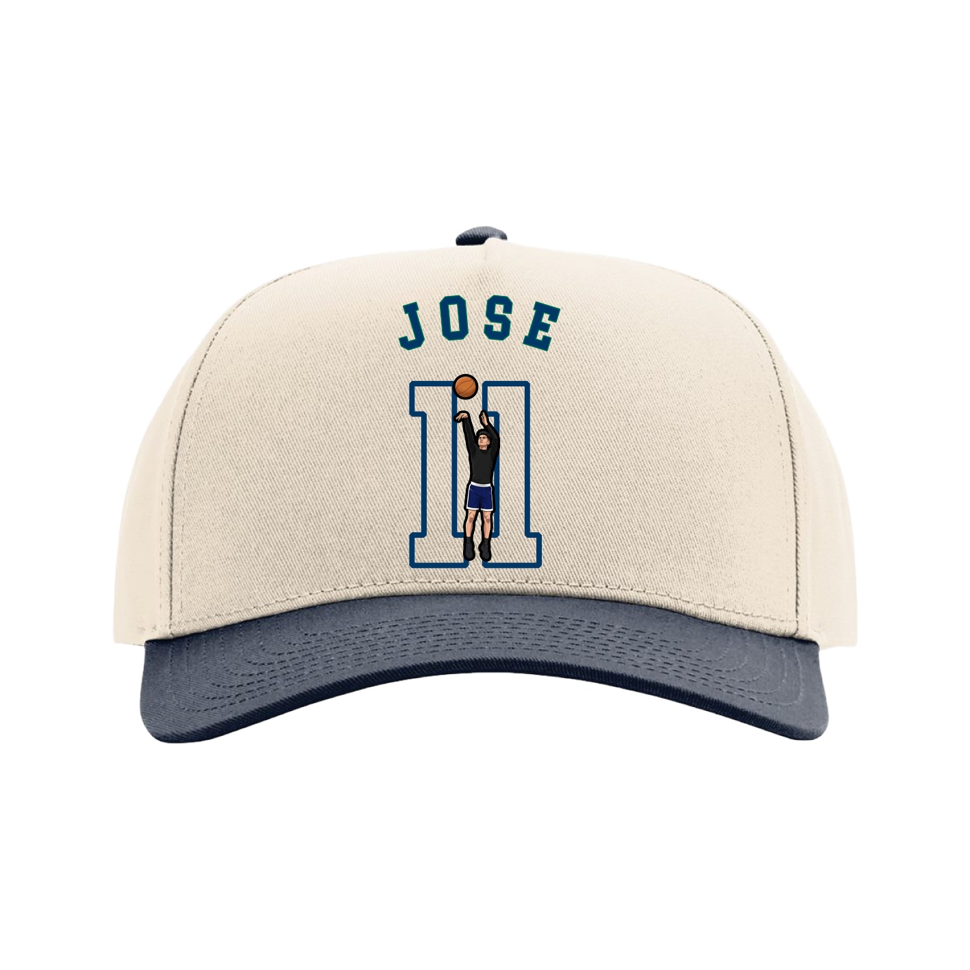 Full Fabric Five-Panel Champ Cap — Shirsey Arch in Cream/Navy