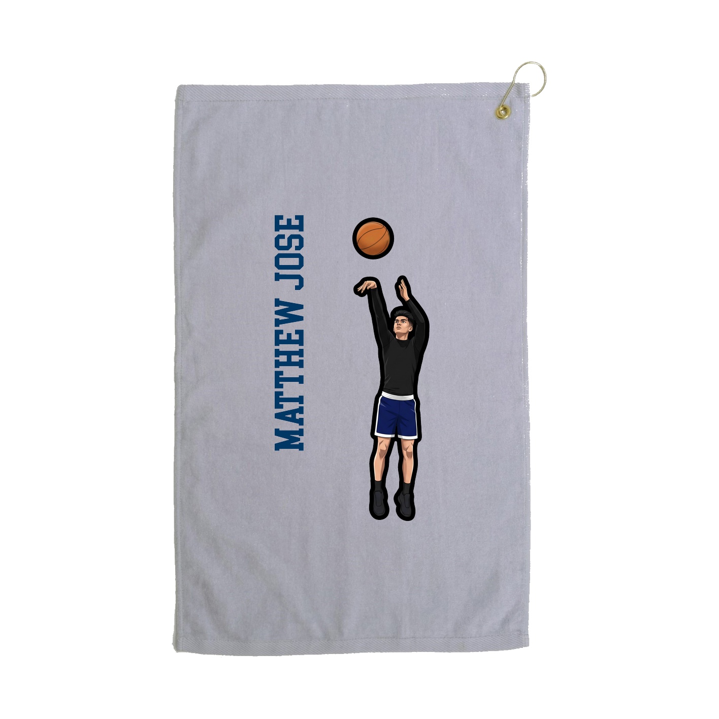 Golf Towel — Name Vertical in Grey