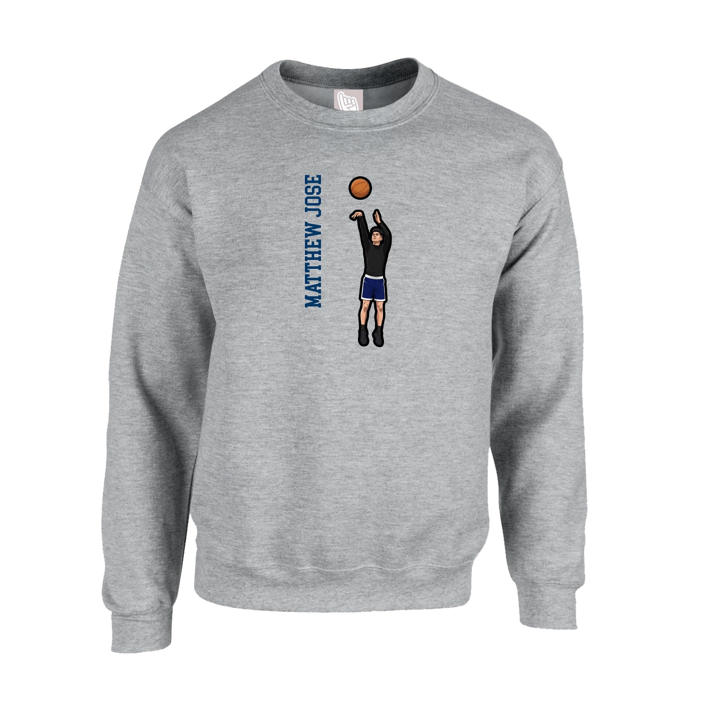 Fleece Crew — Name Vertical in Grey