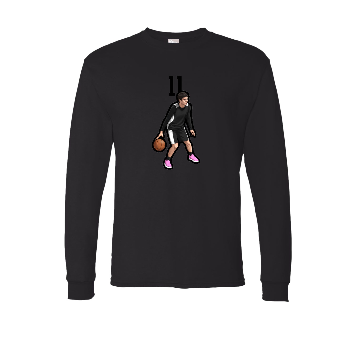 Long Sleeve Tee — Number Top in Black