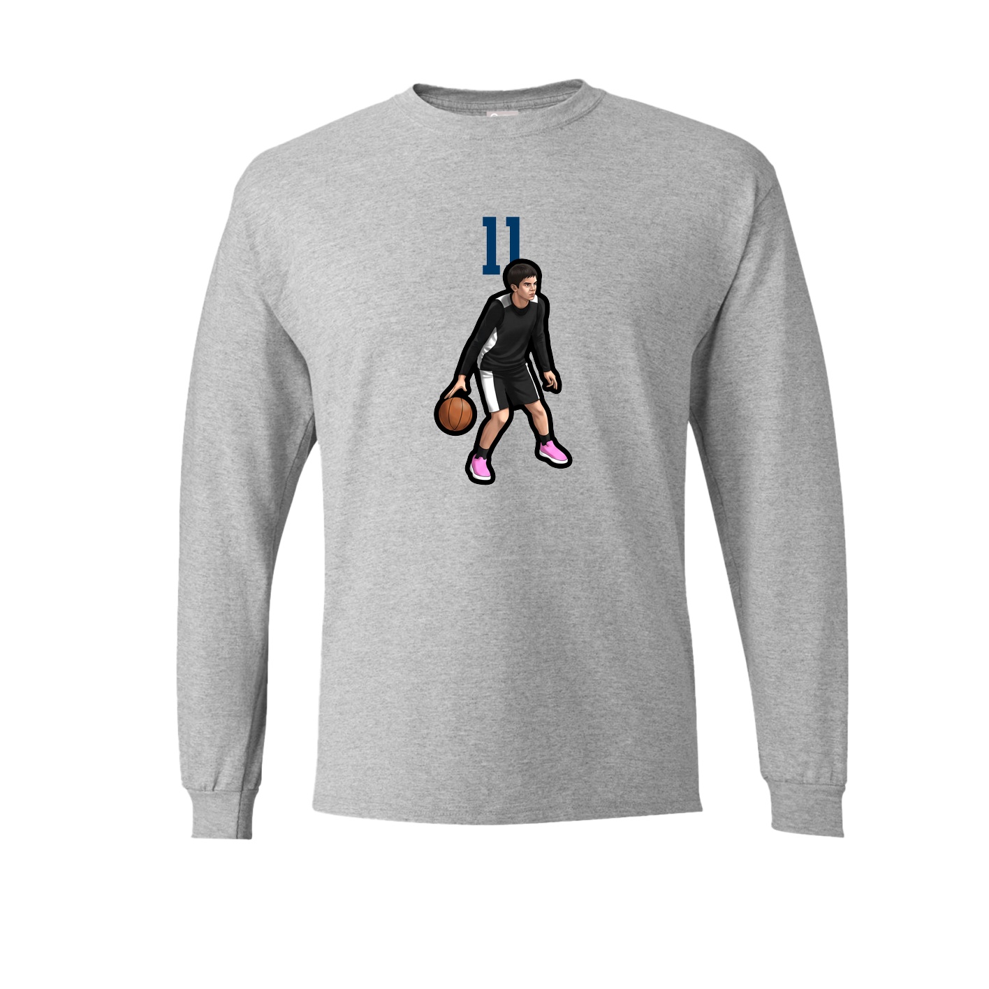 Long Sleeve Tee — Number Top in Grey