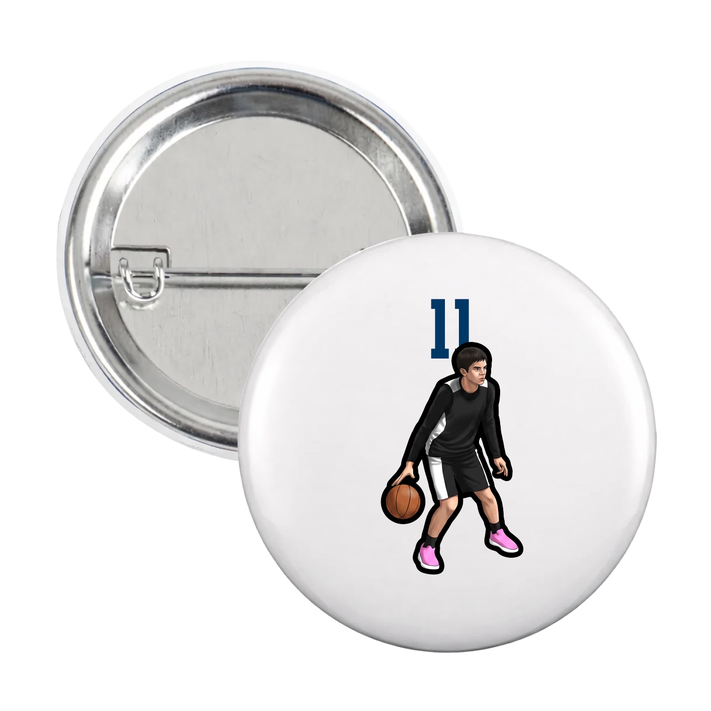 Game Day Button — Number Top in White
