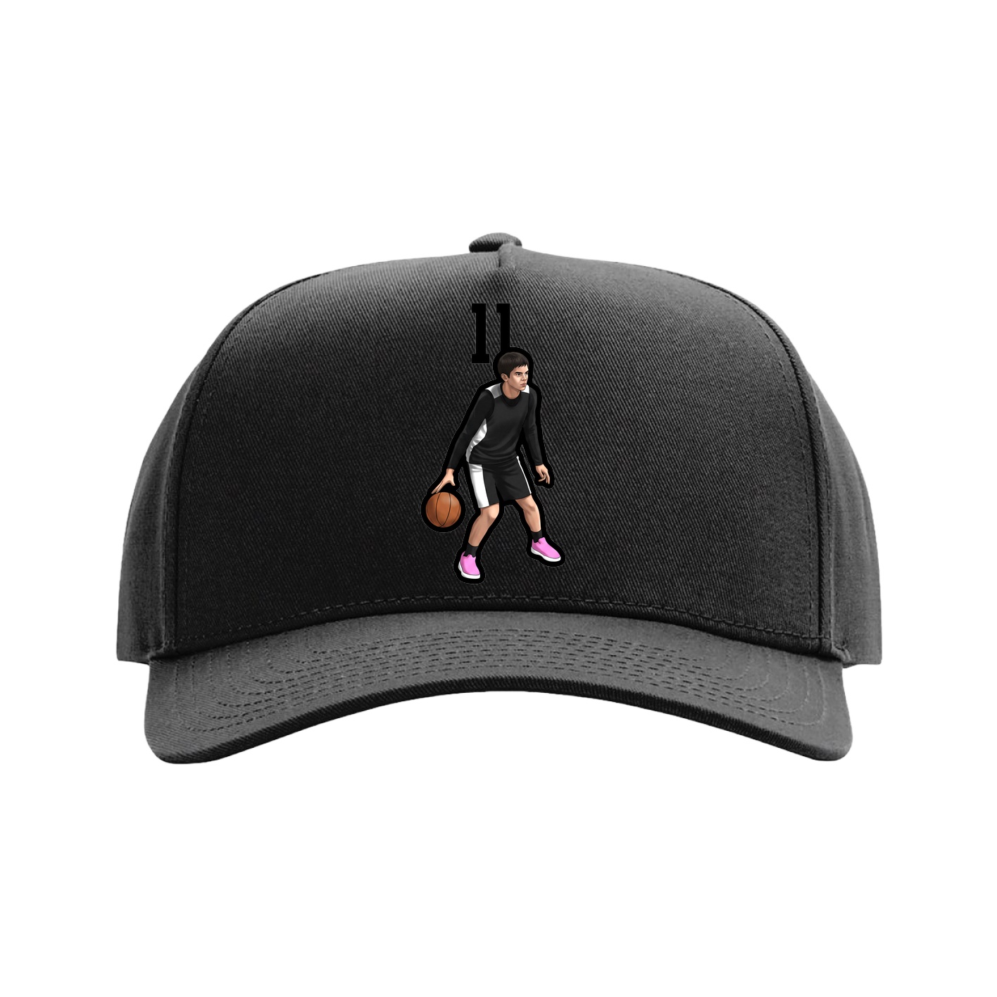Full Fabric Five-Panel Champ Cap — Number Top in Black