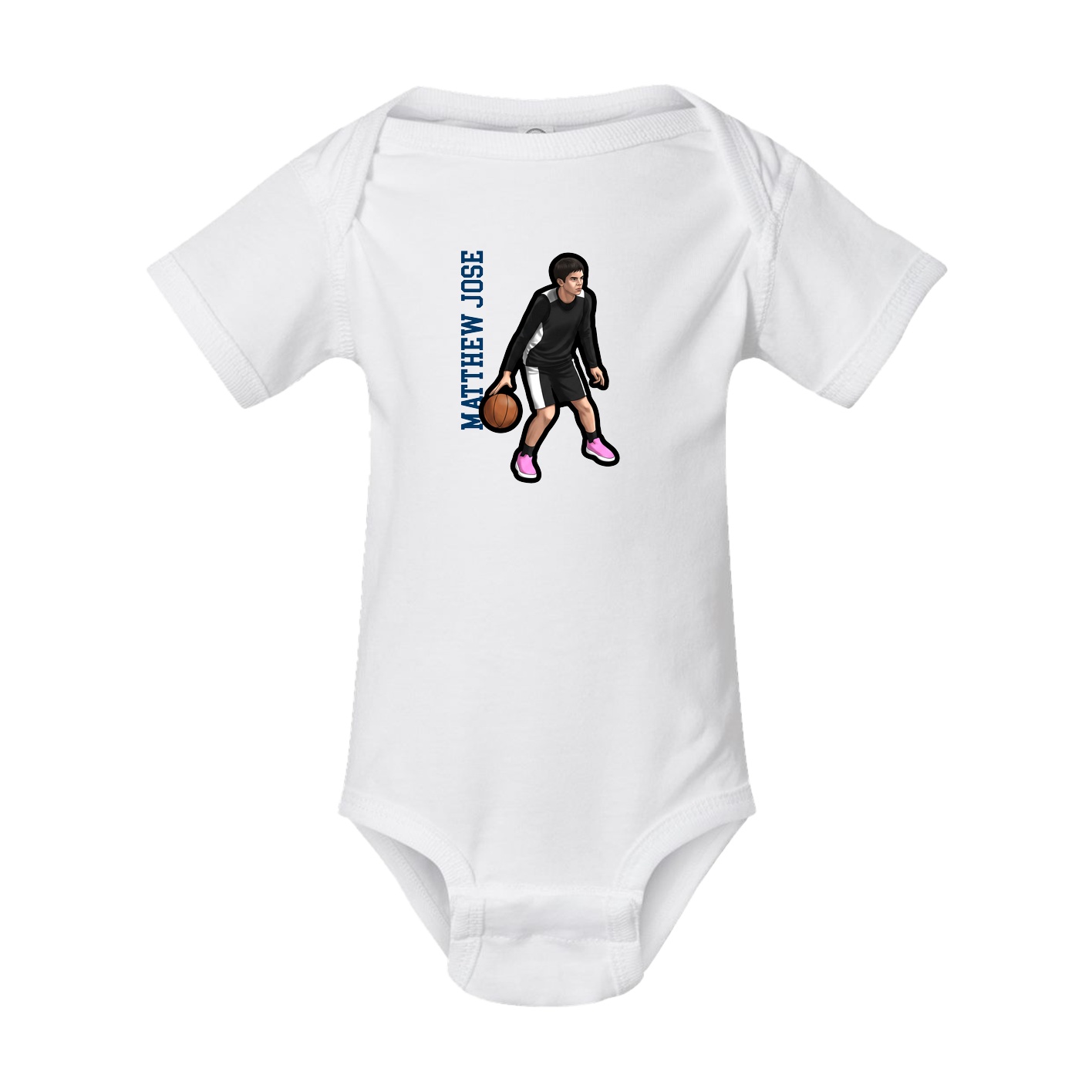 Baby Onesie — Name Vertical in White