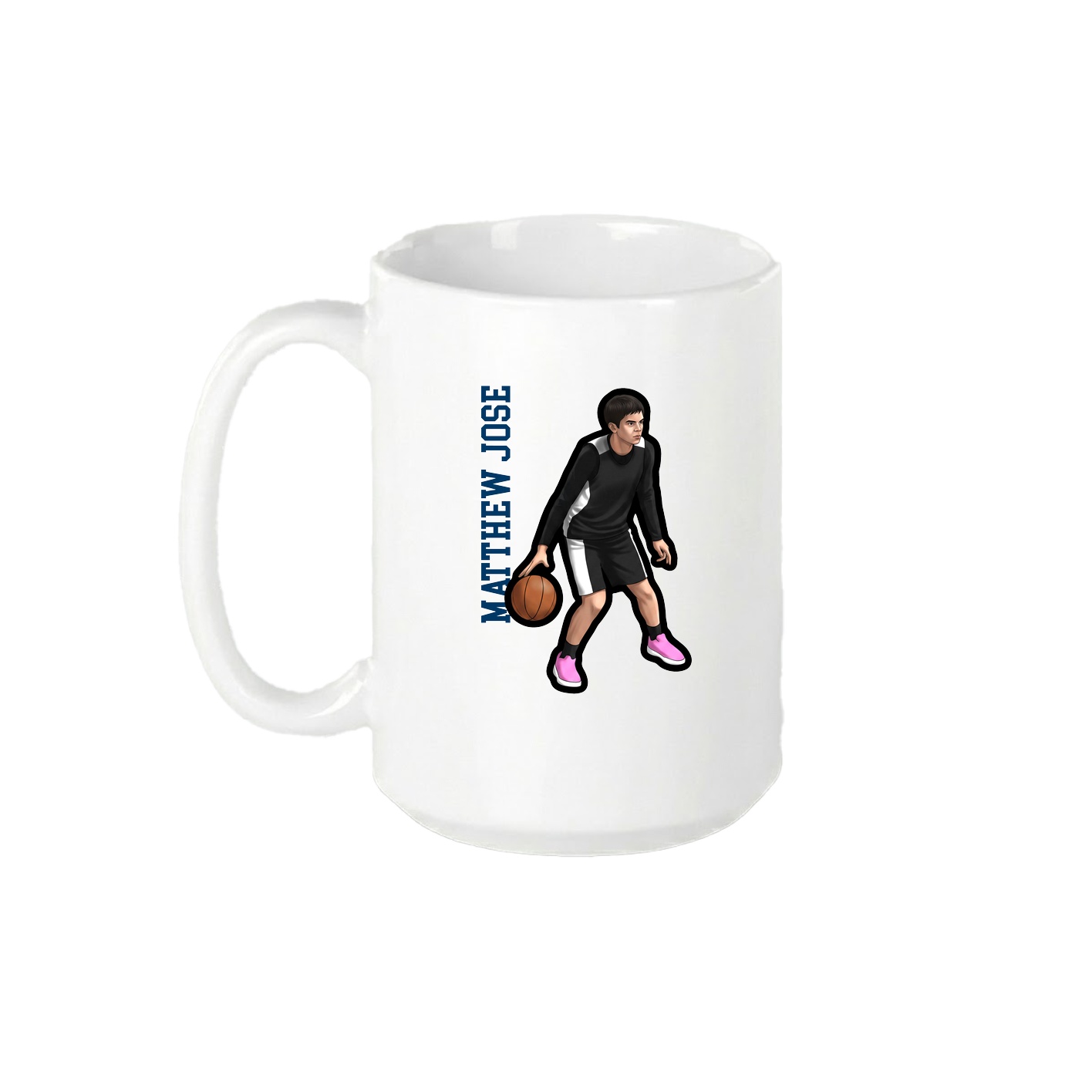 15oz Coffee Mug — Name Vertical in White