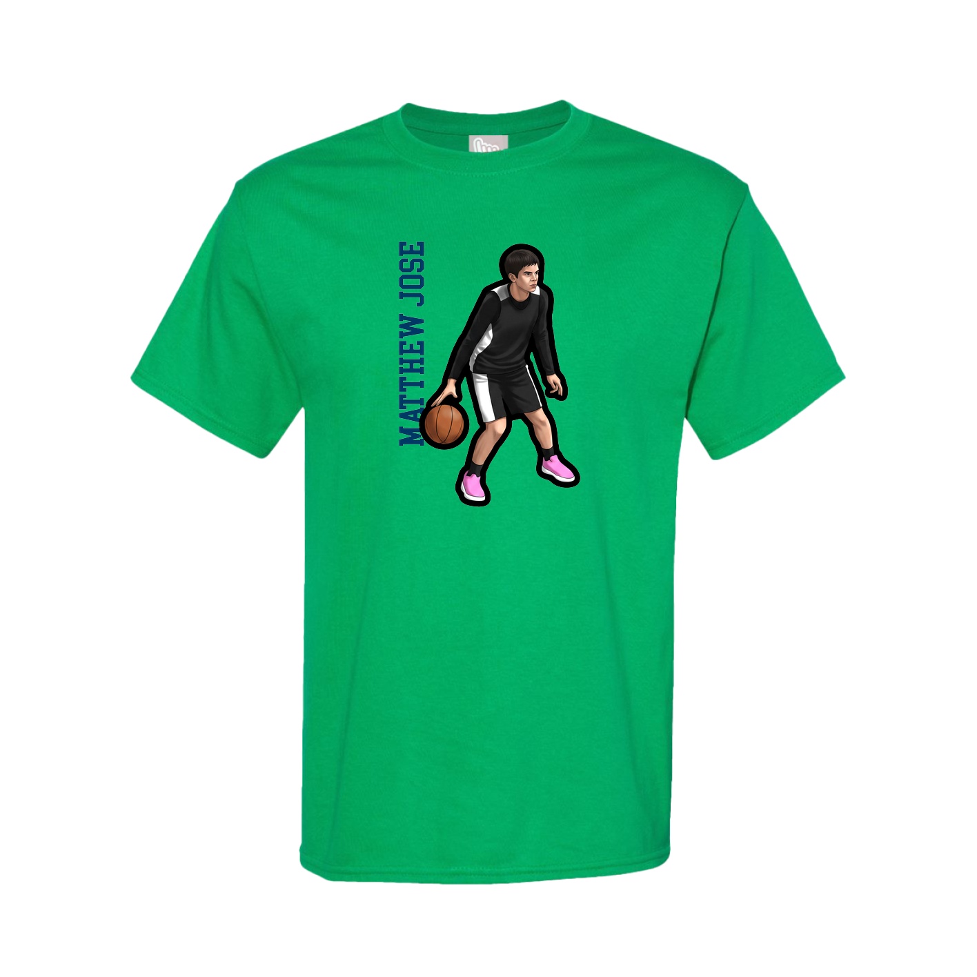Youth Tee — Name Vertical in Green