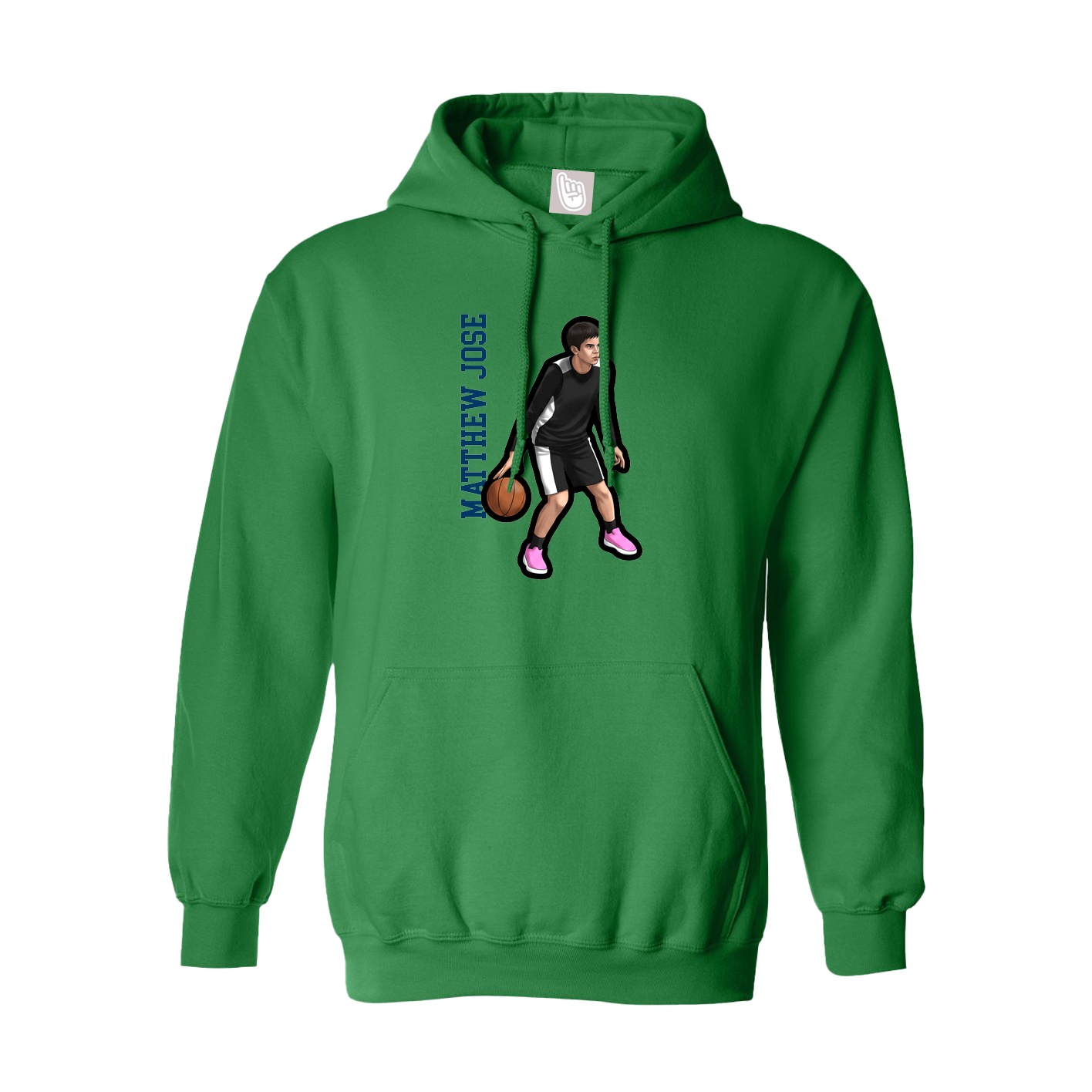 Hoodie — Name Vertical in Green