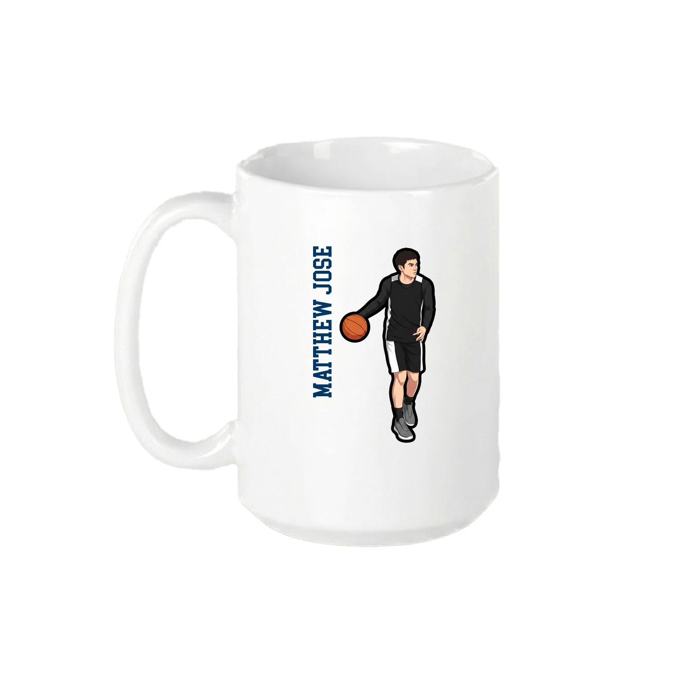 15oz Coffee Mug — Name Vertical in White