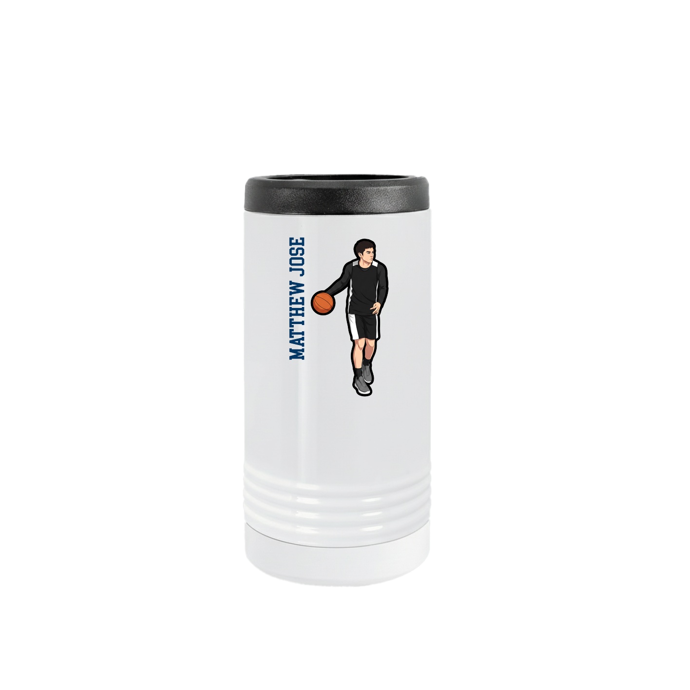 Slim Beverage Holder — Name Vertical in White