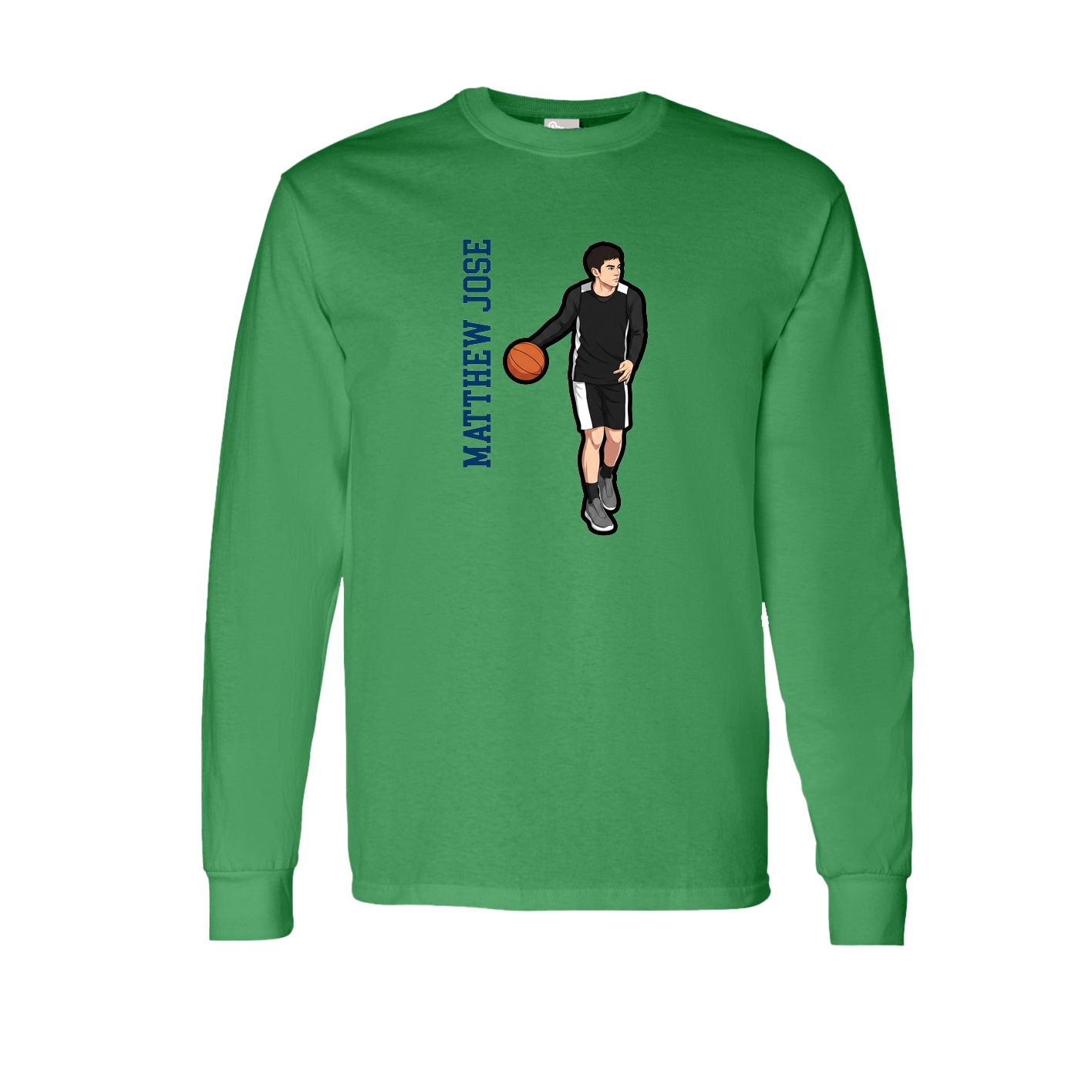 Long Sleeve Tee — Name Vertical in Green