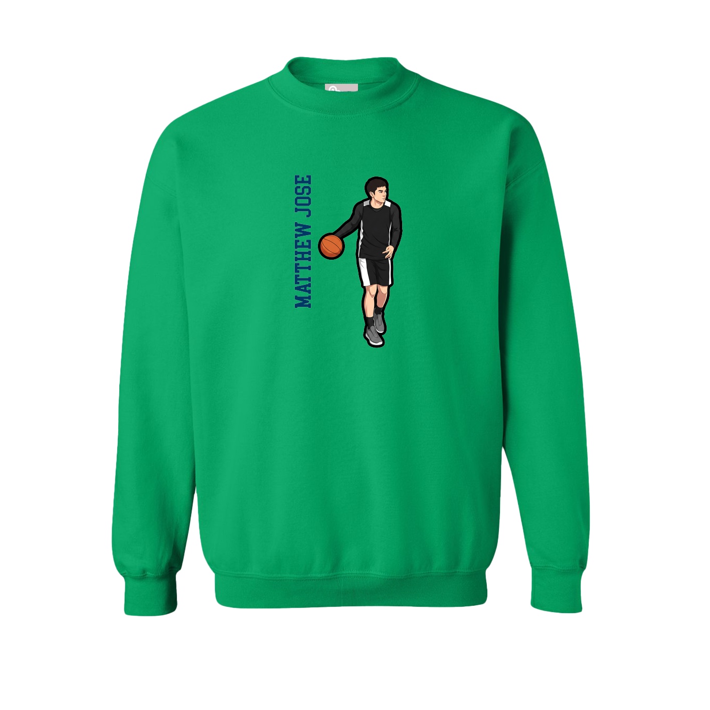 Fleece Crew — Name Vertical in Green