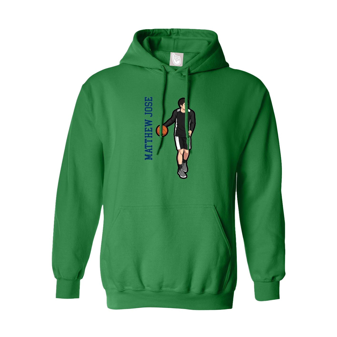 Youth Hoodie — Name Vertical in Green