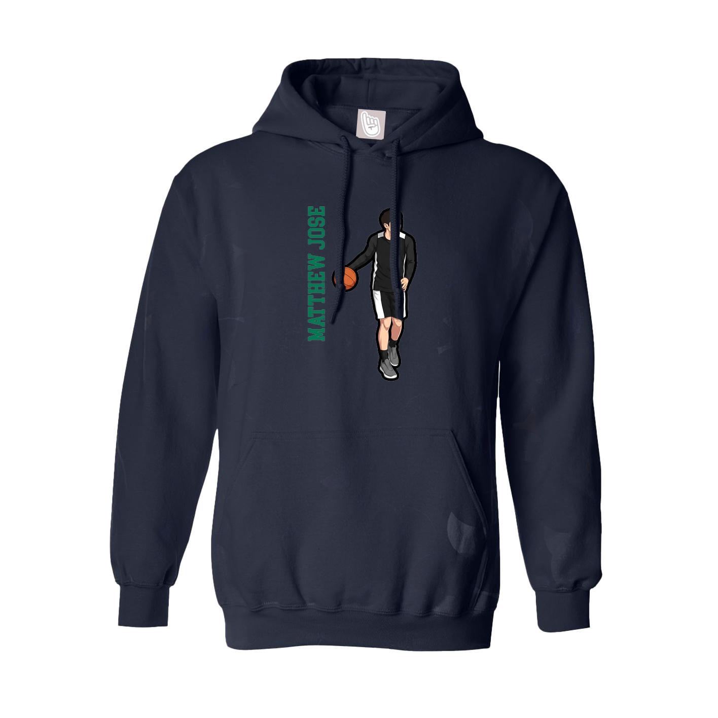 Youth Hoodie — Name Vertical in Navy