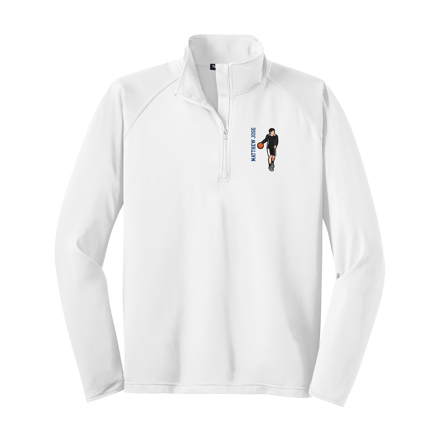 Q-Zip Pullover — Name Vertical in White