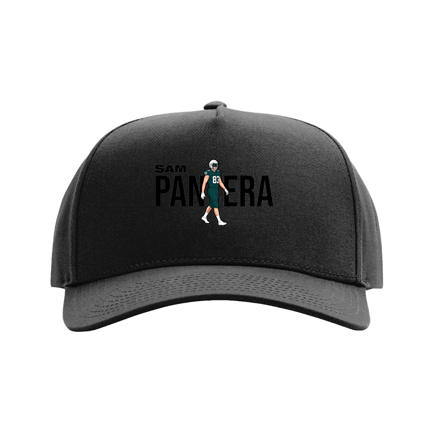 Full Fabric Five-Panel Champ Cap — Player Name in Black
