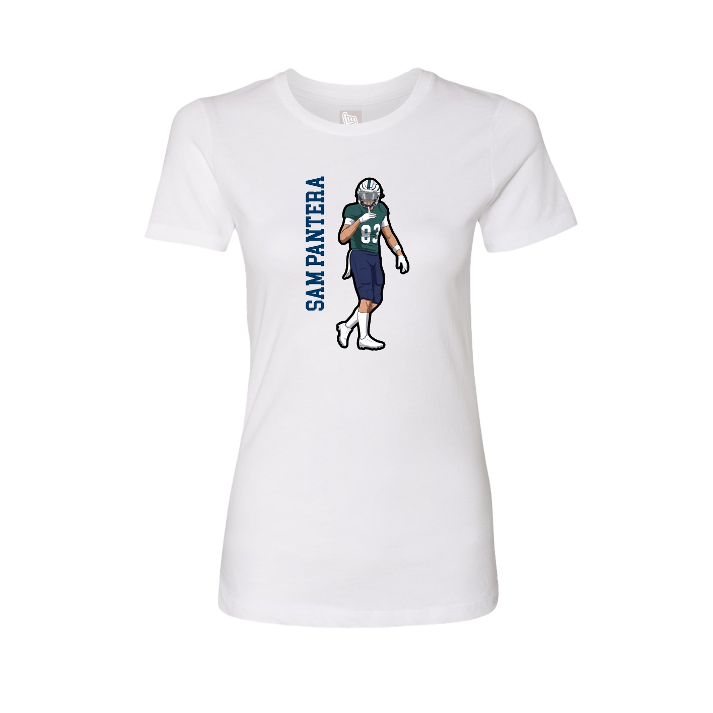 Womens Tee — Name Vertical in White