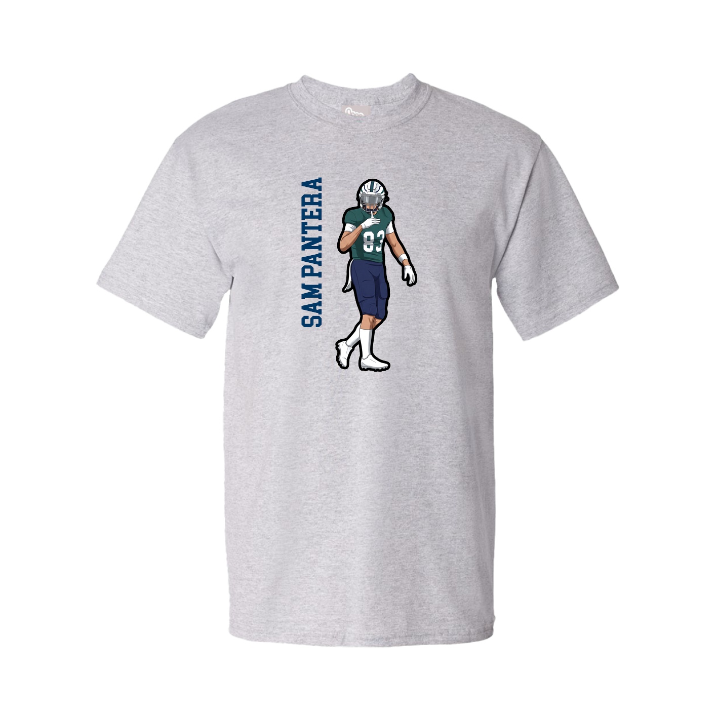 Youth Tee — Name Vertical in Grey