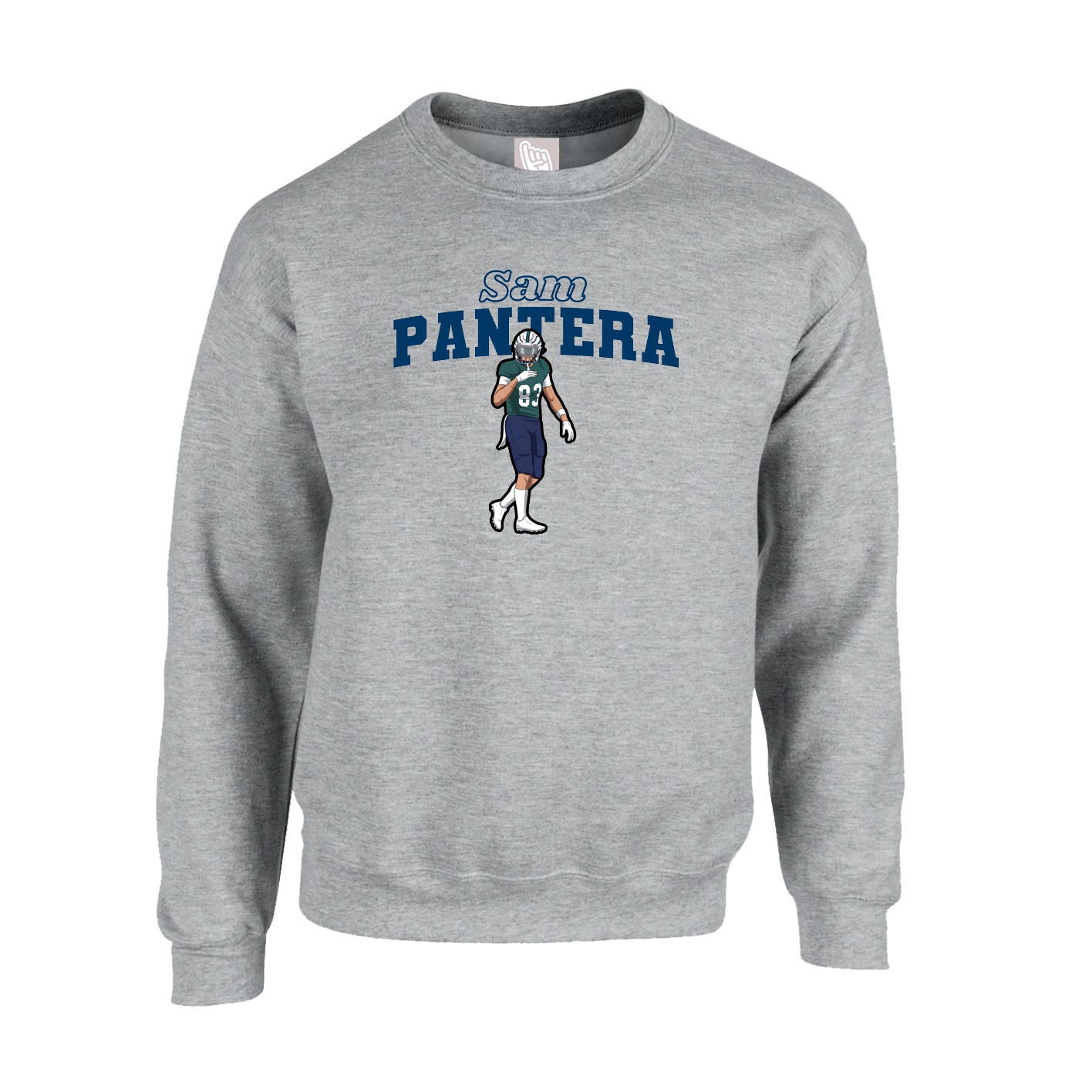 Fleece Crew — Name Arch in Grey
