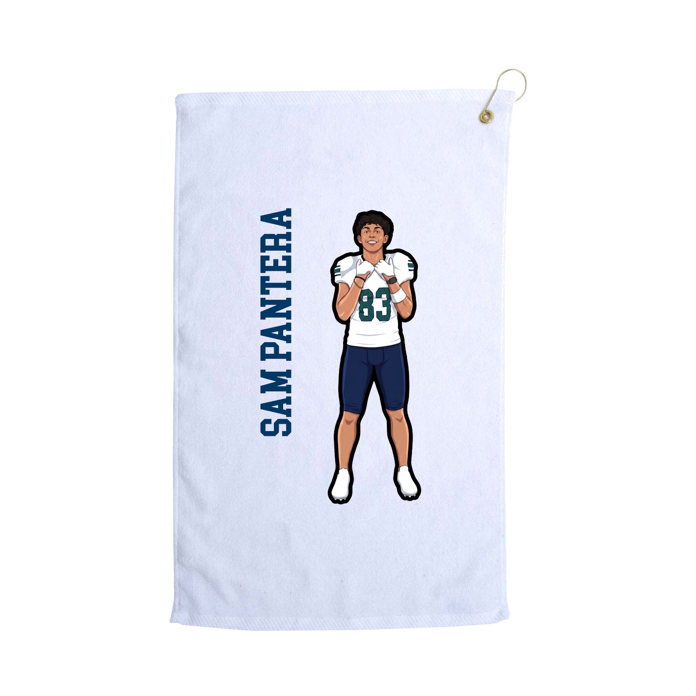 Golf Towel — Name Vertical in White
