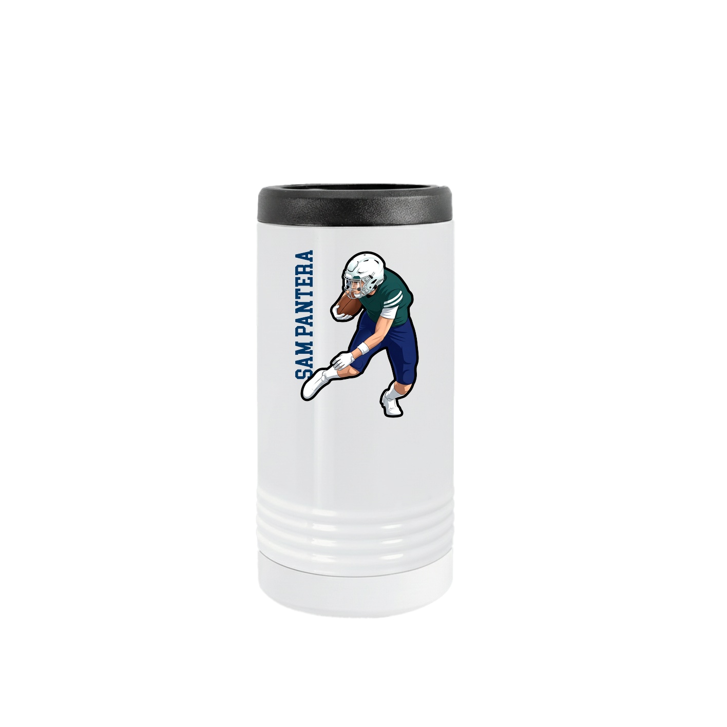 Slim Beverage Holder — Name Vertical in White