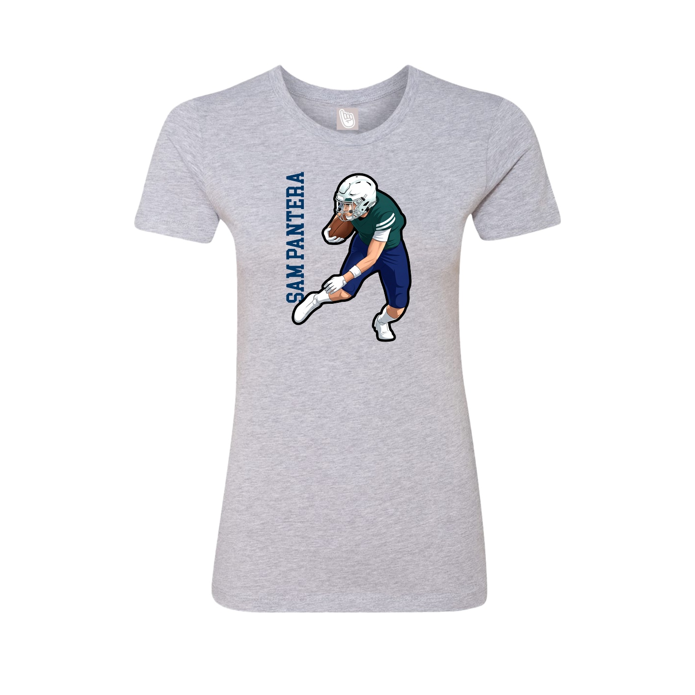 Womens Tee — Name Vertical in Grey