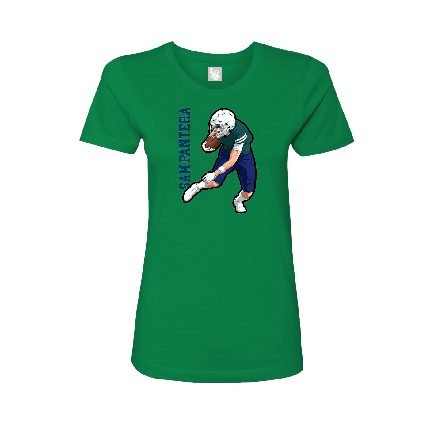 Fitted Women's Tee — Name Vertical in Green