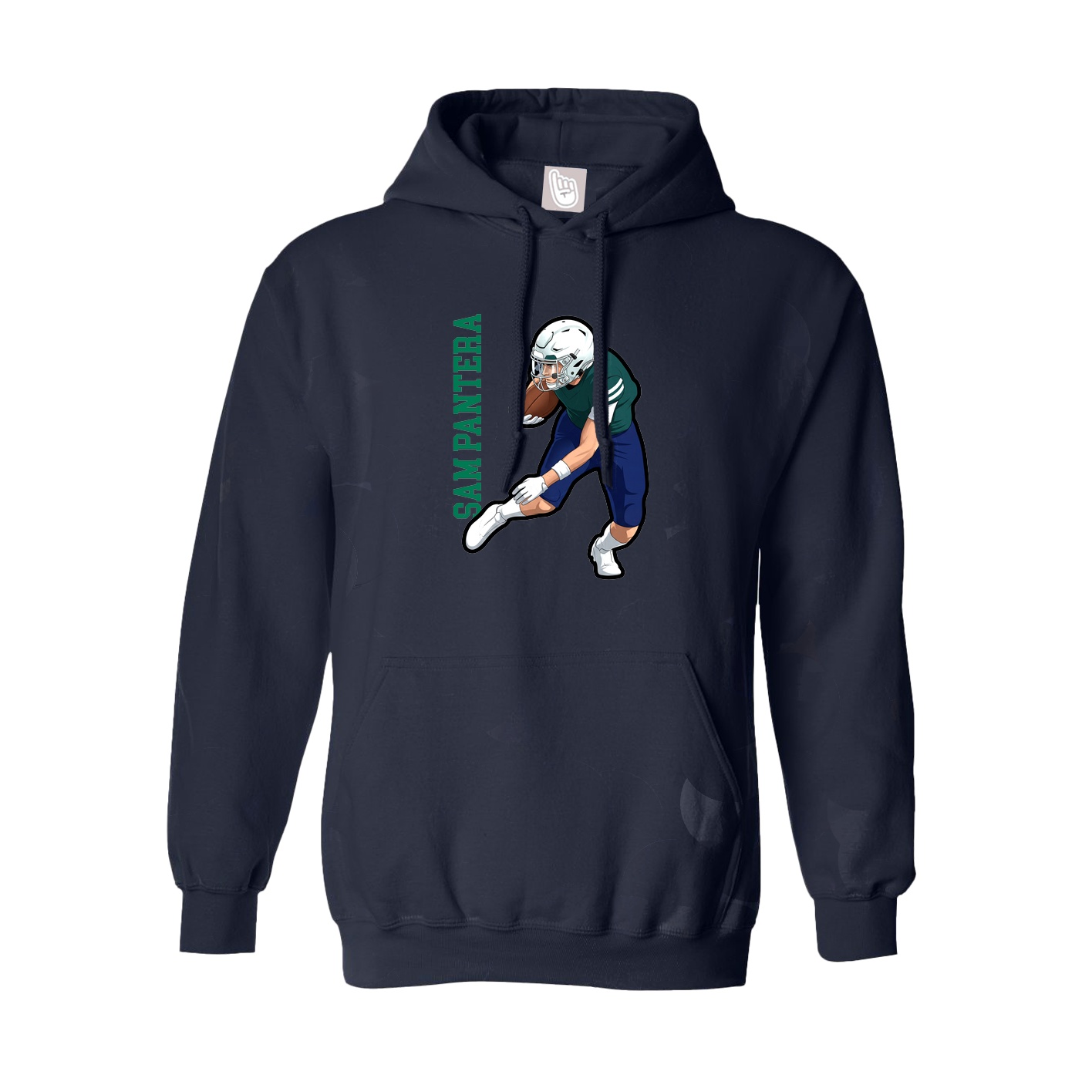 Hoodie — Name Vertical in Navy
