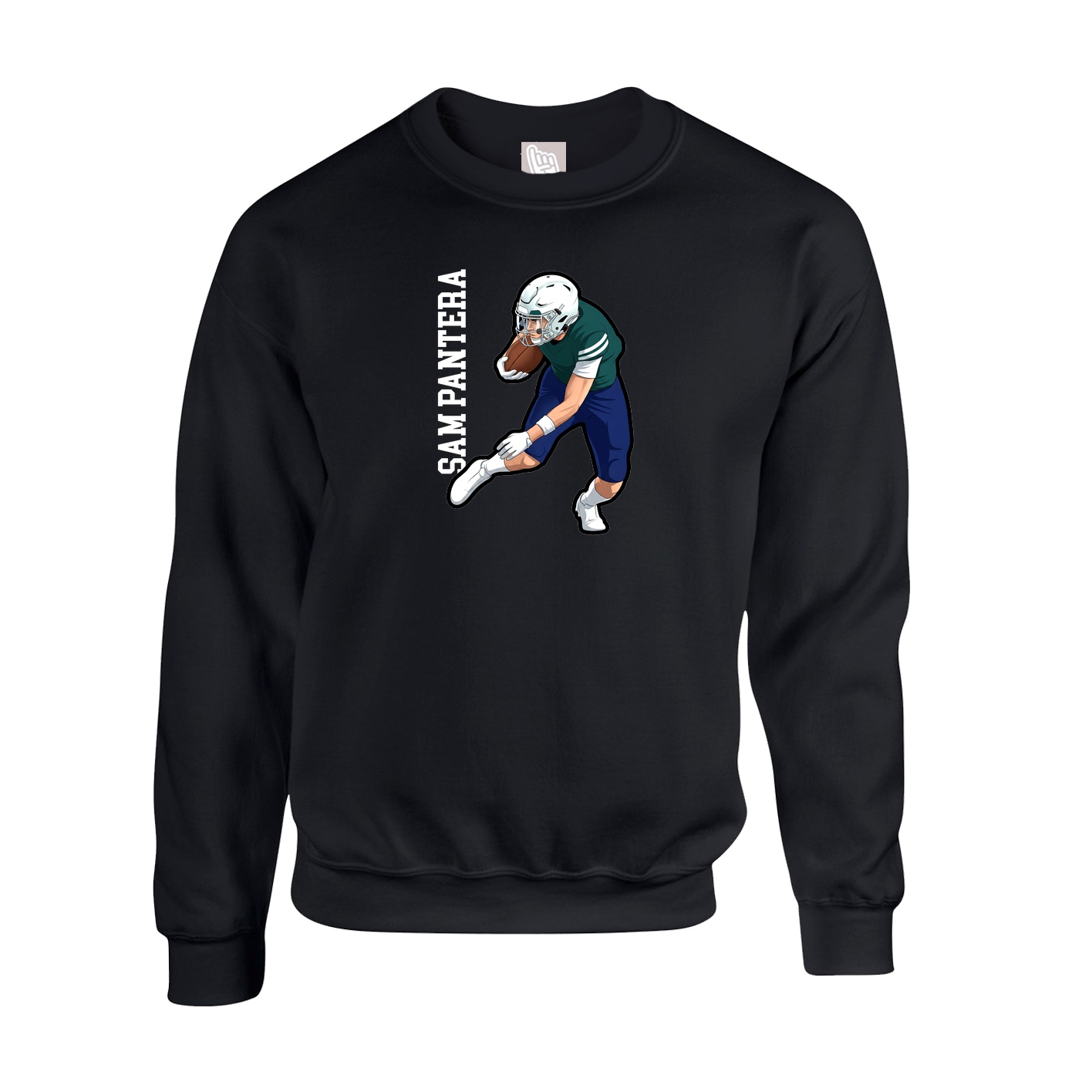 Fleece Crew — Name Vertical in Black