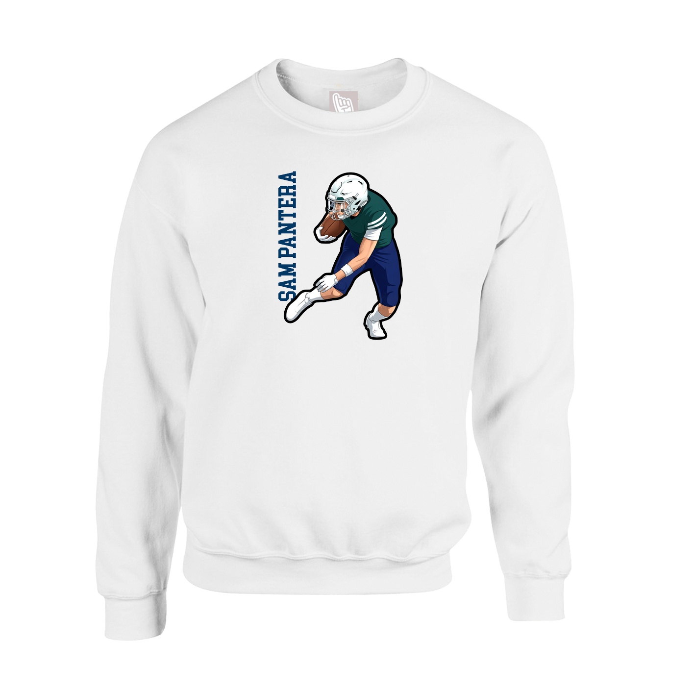 Fleece Crew — Name Vertical in White