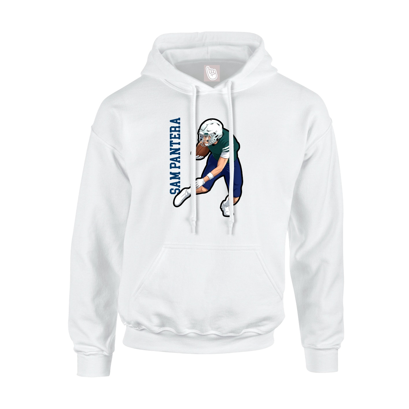 Youth Hoodie — Name Vertical in White