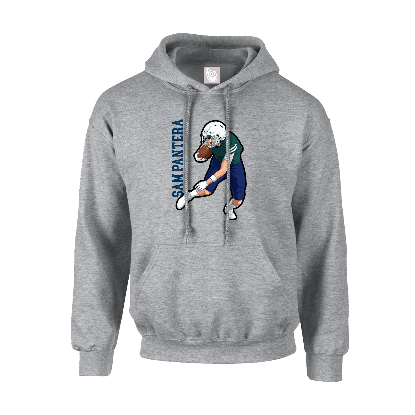 Youth Hoodie — Name Vertical in Grey