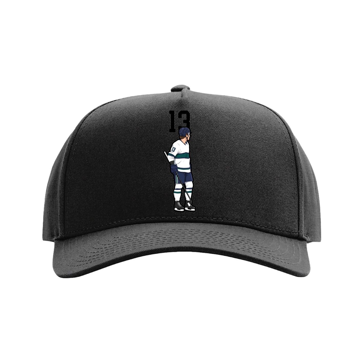 Full Fabric Five-Panel Champ Cap — Number Top in Black