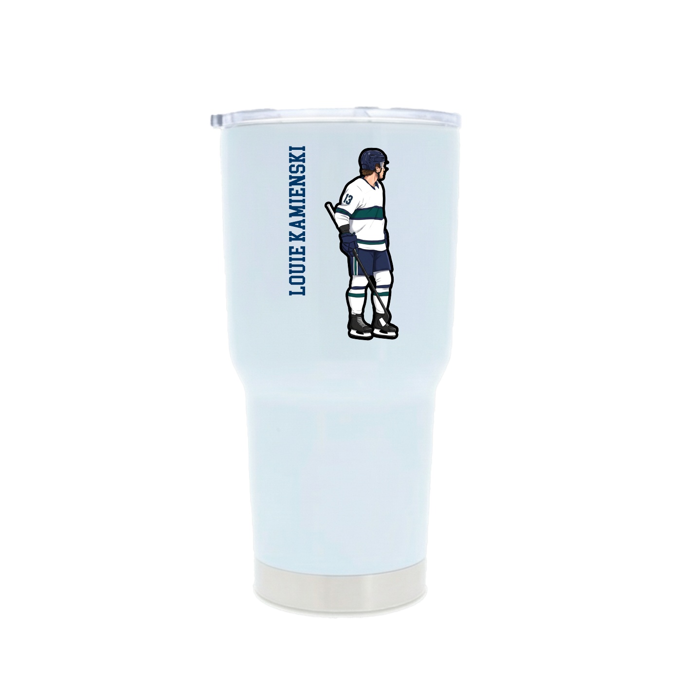 30oz Stainless Steel Tumbler — Name Vertical in White