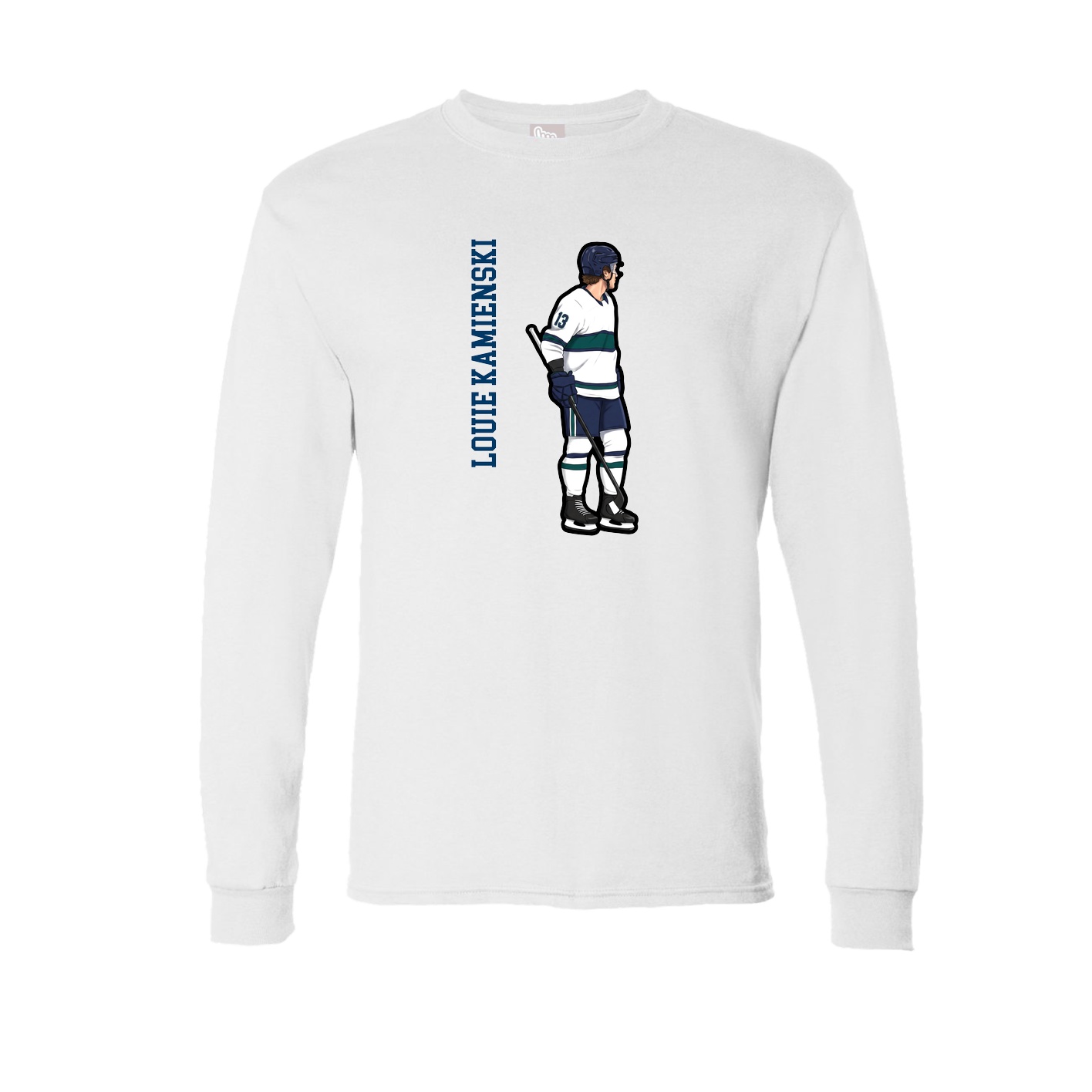 Long Sleeve Tee — Name Vertical in White