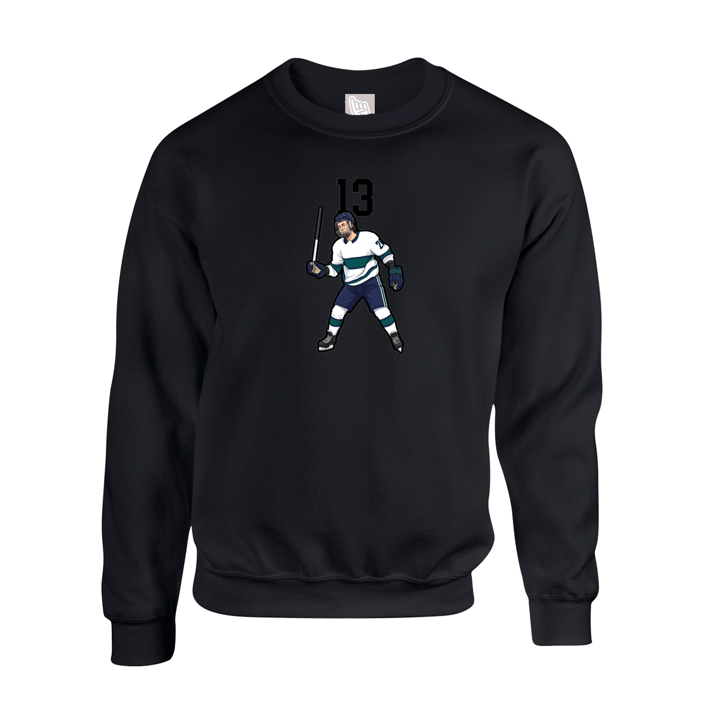 Fleece Crew — Number Top in Black