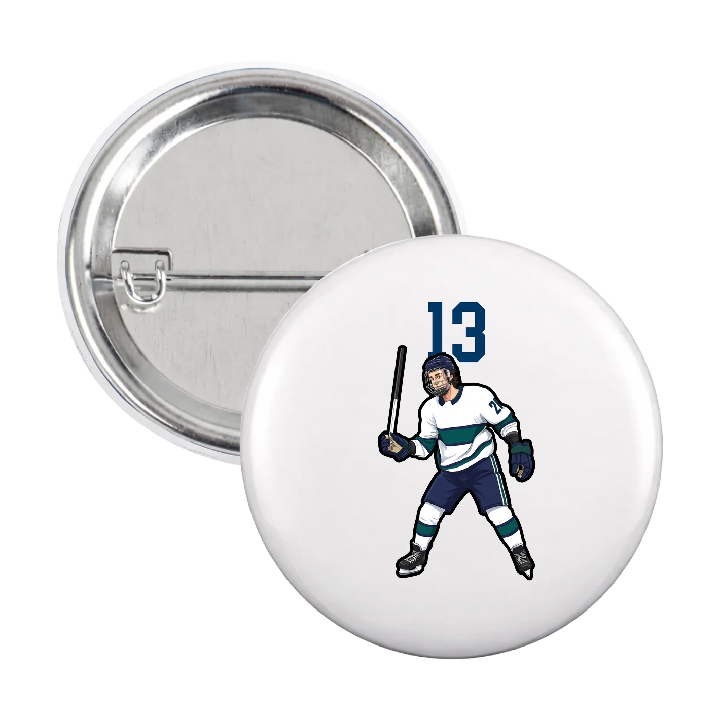 Game Day Button — Number Top in White