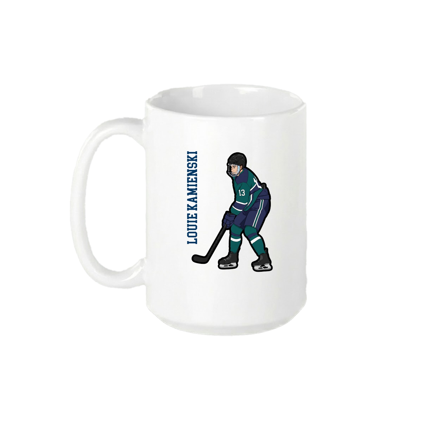 15oz Coffee Mug — Name Vertical in White