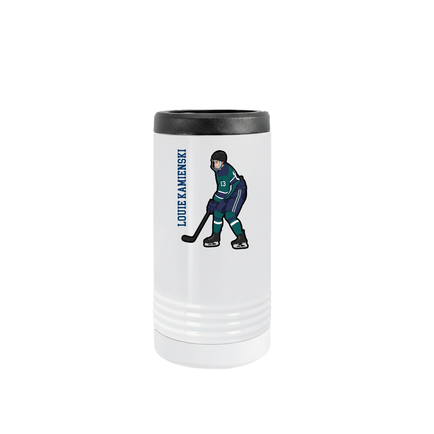 Slim Beverage Holder — Name Vertical in White