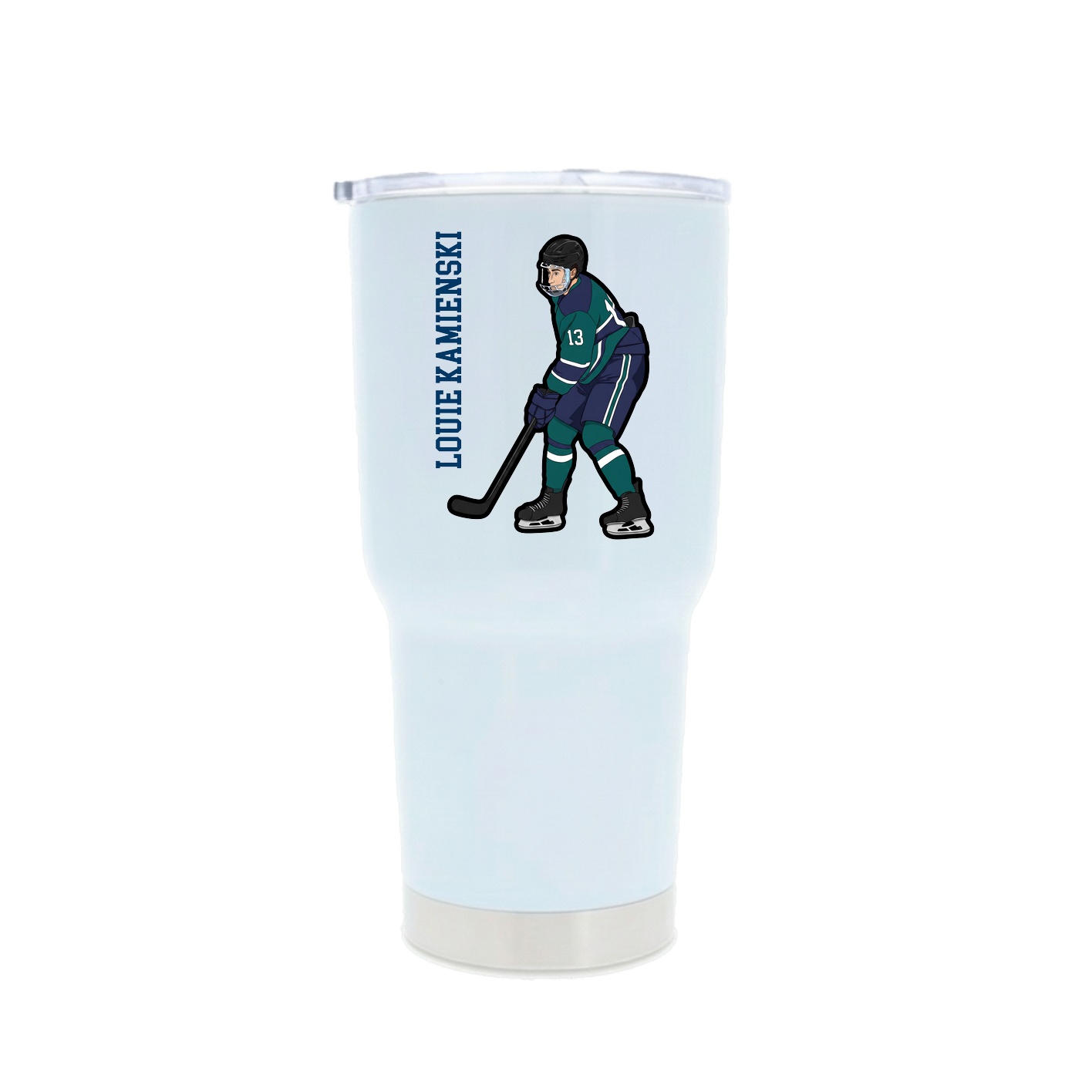 30oz Stainless Steel Tumbler — Name Vertical in White