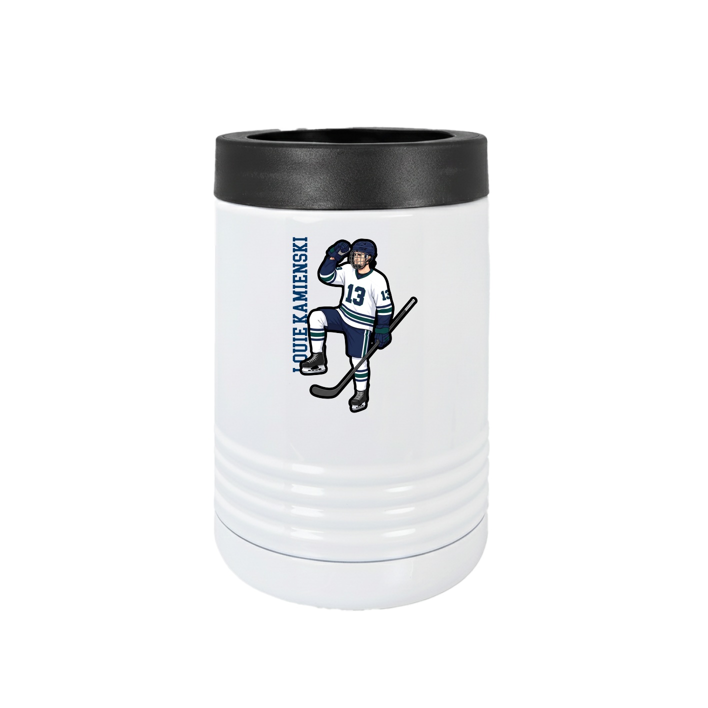 Beverage Holder — Name Vertical in White