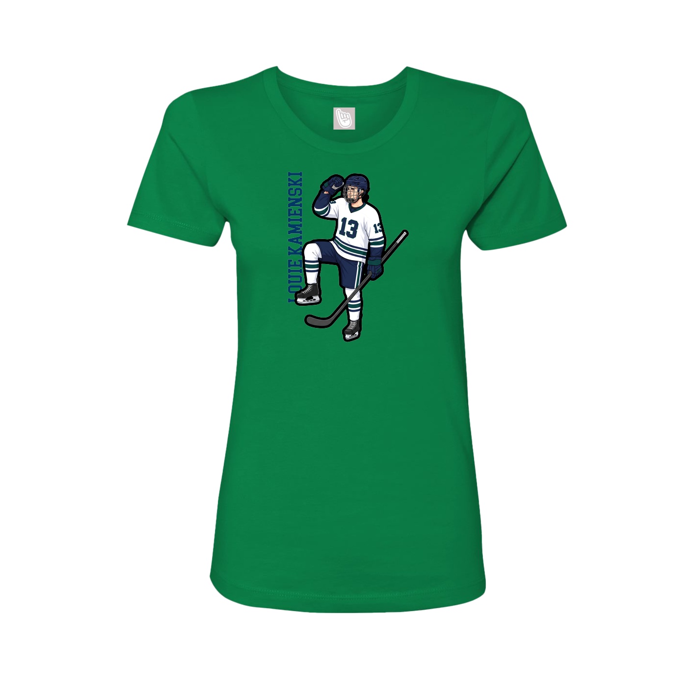 Fitted Women's Tee — Name Vertical in Green
