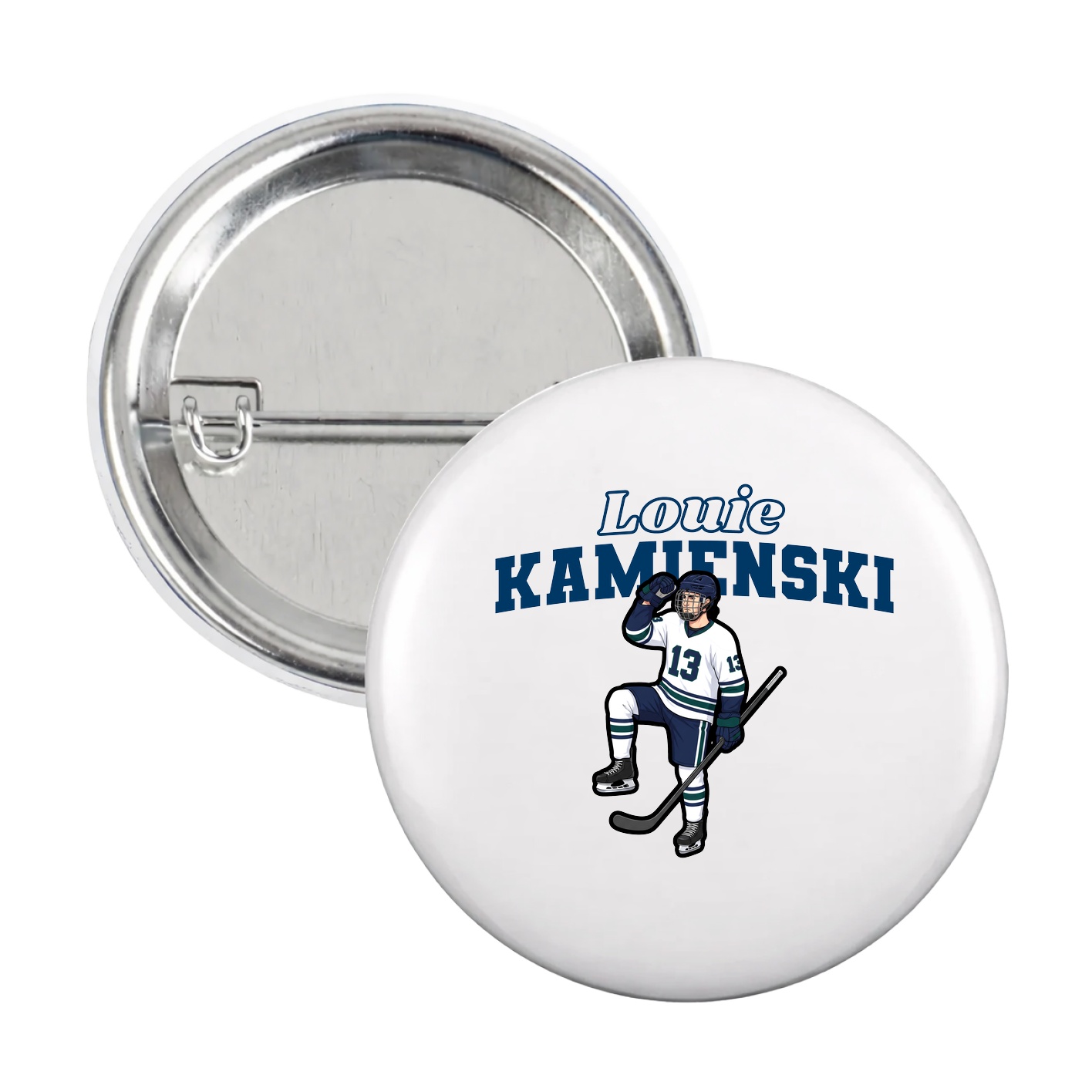 Game Day Button — Name Arch in White