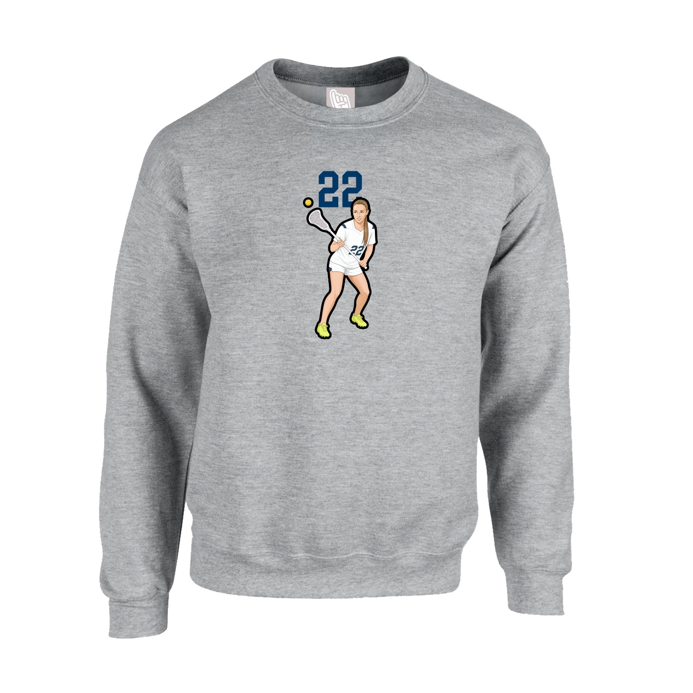 Fleece Crew — Number Top in Grey